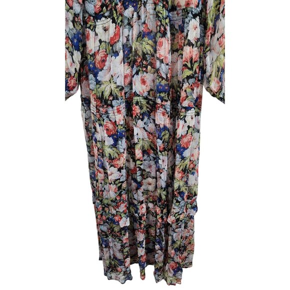 Anthropologie The Marais Printed Chiffon Maxi Dress Floral Sheer Overlay L - Picture 7 of 15
